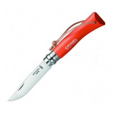 Нож Opinel №8 Trekking нержавеющая сталь, кожаный темляк красный Нож Opinel №8 Trekking нержавеющая сталь, кожаный темляк красный