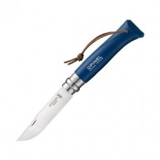 Нож Opinel №8 Trekking нержавеющая сталь, кожаный темляк синий Нож Opinel №8 Trekking нержавеющая сталь, кожаный темляк синий