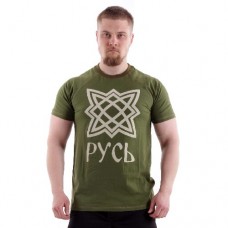Футболка Keotica "Русь" олива с белым